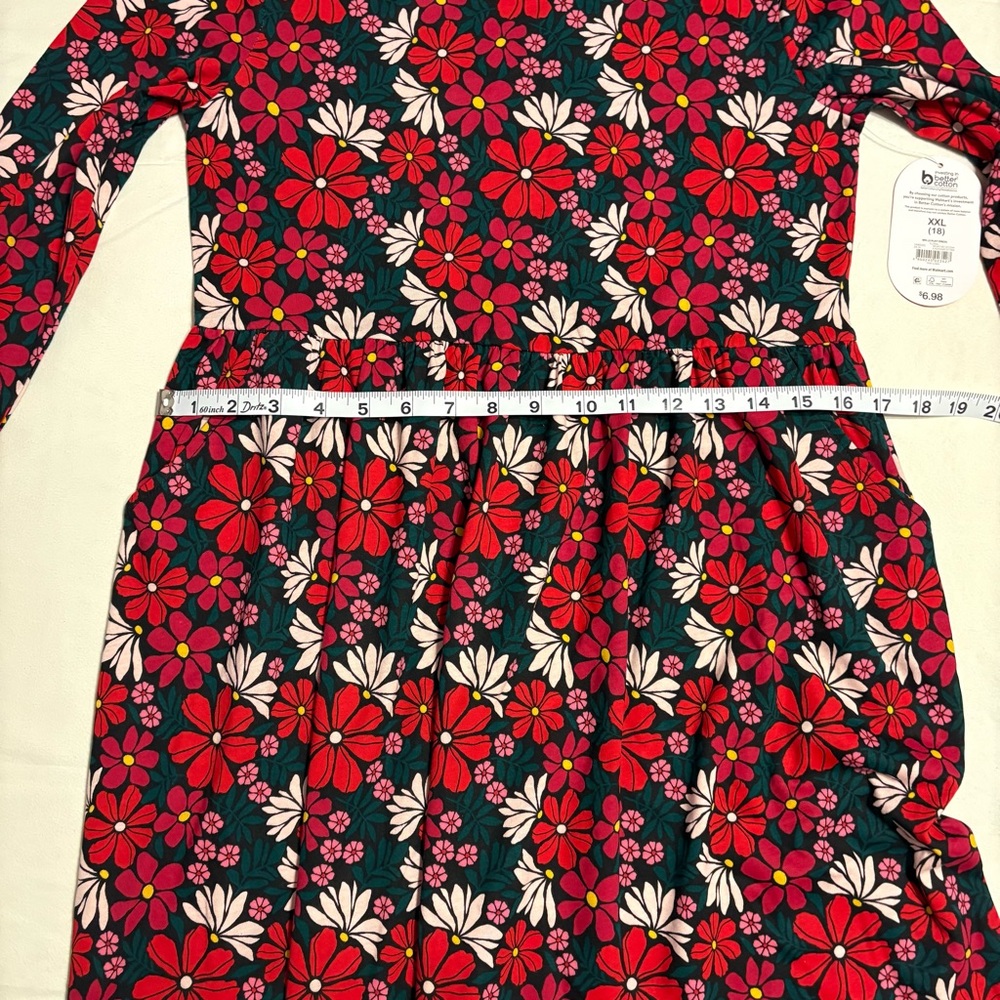Time and Tru Teal Tiered Dress & Wonder Nation Red Floral Long-Sleeve Dress - Picture 10 of 16